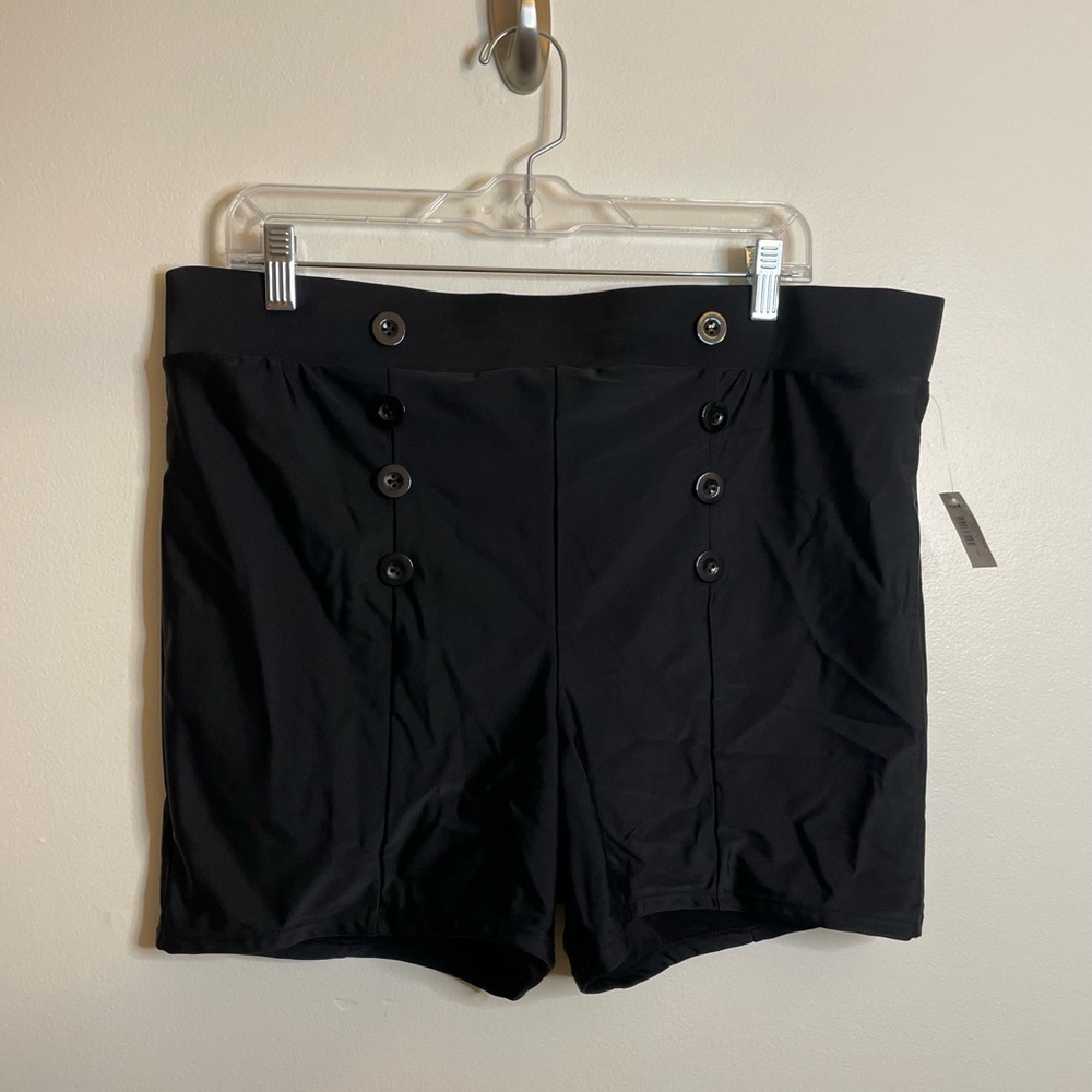 Torrid Ultra High Waist Button Detail Swim Short Black size 2X New with tags - Picture 4 of 7